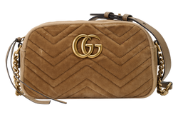 Small GG Marmont Crossbody, Velvet, Taupe, 520981, 2*